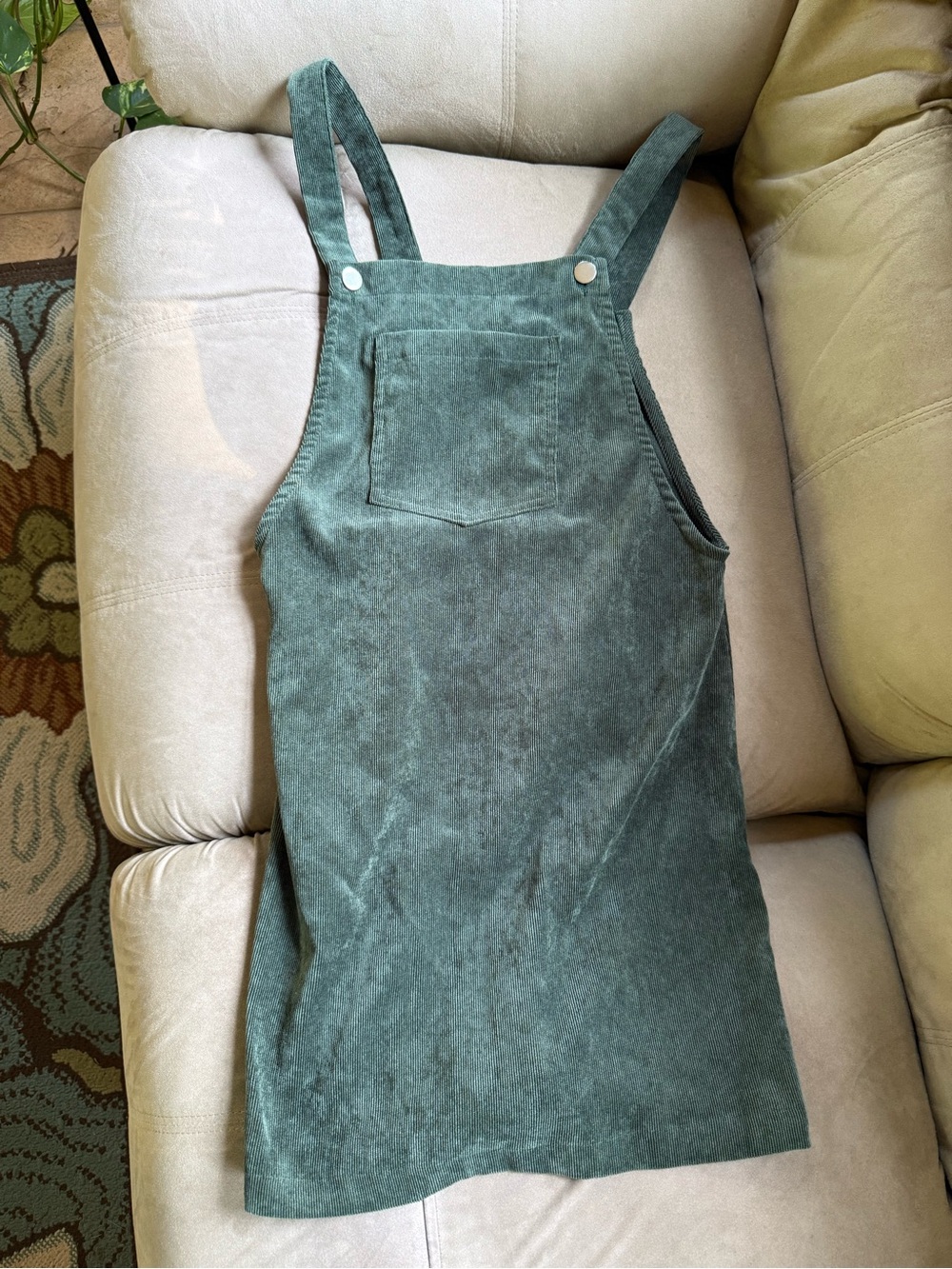 SHEIN Forest Green Corduroy Pinafore Mini Dress XS